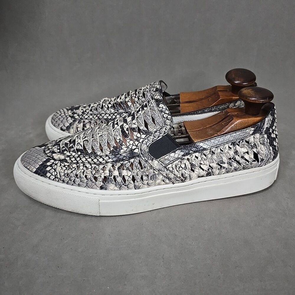 Tory Burch Womens Shoes Sz 10.5 Huarache Weave Snakeskin Leather Slip On Sneaker - Picture 4 of 11
